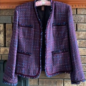 Bandolino ladies size 6 plum blazer w velvet trim
